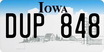 IA license plate DUP848