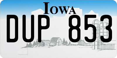 IA license plate DUP853