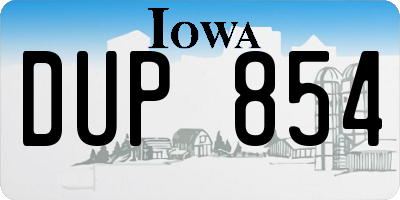 IA license plate DUP854