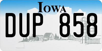 IA license plate DUP858