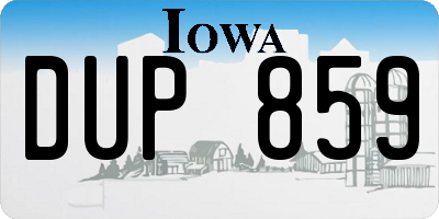 IA license plate DUP859