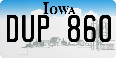 IA license plate DUP860