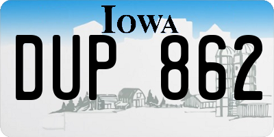 IA license plate DUP862