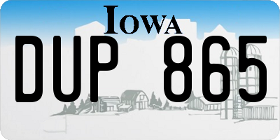 IA license plate DUP865