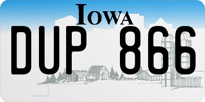 IA license plate DUP866