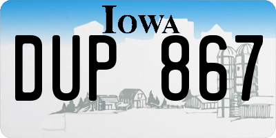 IA license plate DUP867