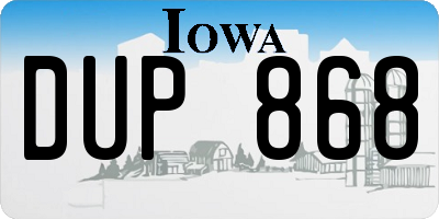 IA license plate DUP868