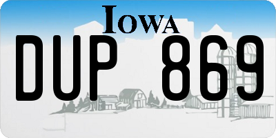 IA license plate DUP869