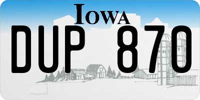 IA license plate DUP870