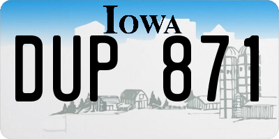 IA license plate DUP871