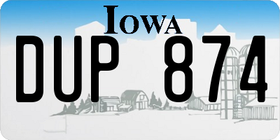 IA license plate DUP874