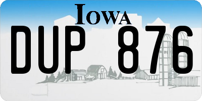 IA license plate DUP876