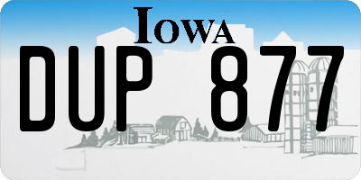 IA license plate DUP877