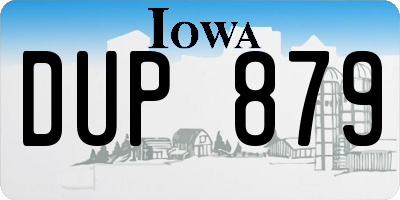 IA license plate DUP879