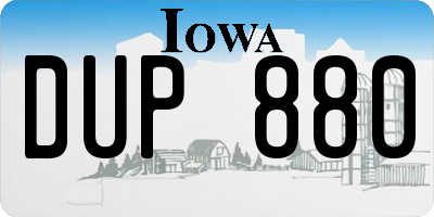 IA license plate DUP880