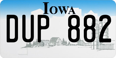 IA license plate DUP882