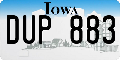 IA license plate DUP883