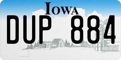 IA license plate DUP884