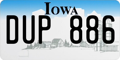 IA license plate DUP886