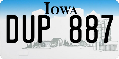 IA license plate DUP887