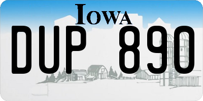 IA license plate DUP890