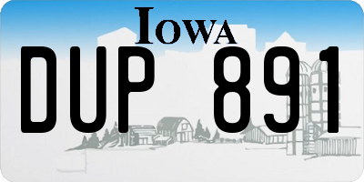 IA license plate DUP891