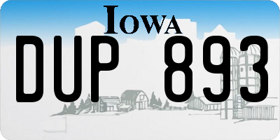 IA license plate DUP893