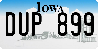 IA license plate DUP899