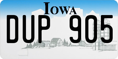 IA license plate DUP905