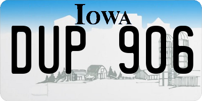 IA license plate DUP906