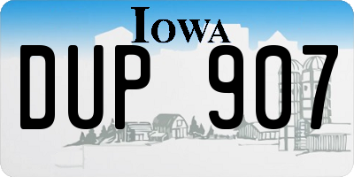 IA license plate DUP907