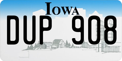 IA license plate DUP908