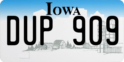 IA license plate DUP909