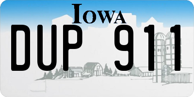 IA license plate DUP911