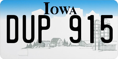 IA license plate DUP915