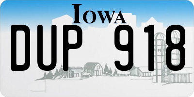 IA license plate DUP918
