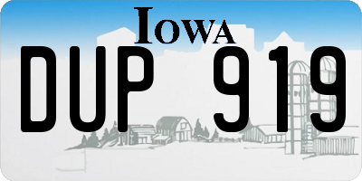 IA license plate DUP919
