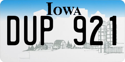 IA license plate DUP921