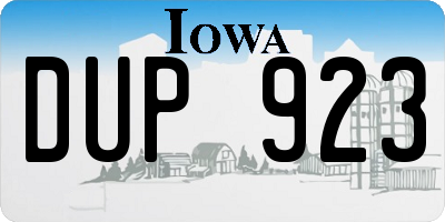 IA license plate DUP923