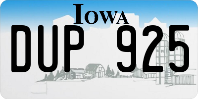 IA license plate DUP925