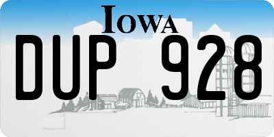 IA license plate DUP928