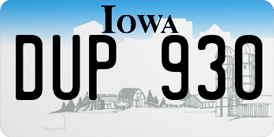 IA license plate DUP930