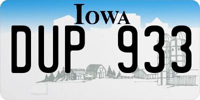 IA license plate DUP933