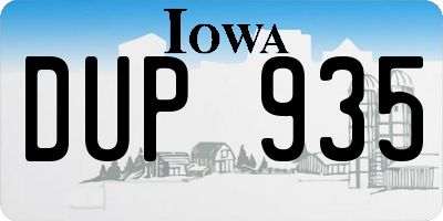 IA license plate DUP935