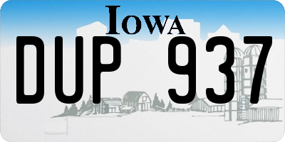 IA license plate DUP937