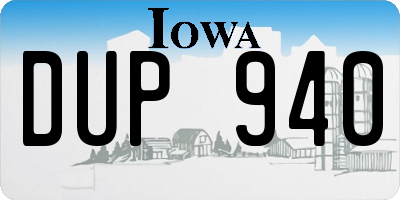 IA license plate DUP940