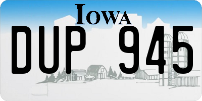 IA license plate DUP945