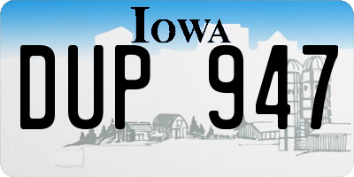 IA license plate DUP947