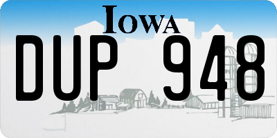 IA license plate DUP948