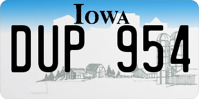 IA license plate DUP954